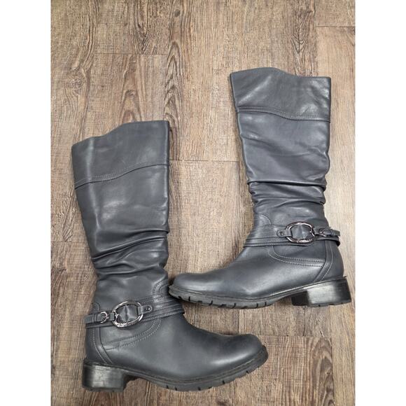 Blondo Boots Dark Gray Tall Aqua Protect Side Zip Waterproof Classic Riding 9M - Picture 1 of 11